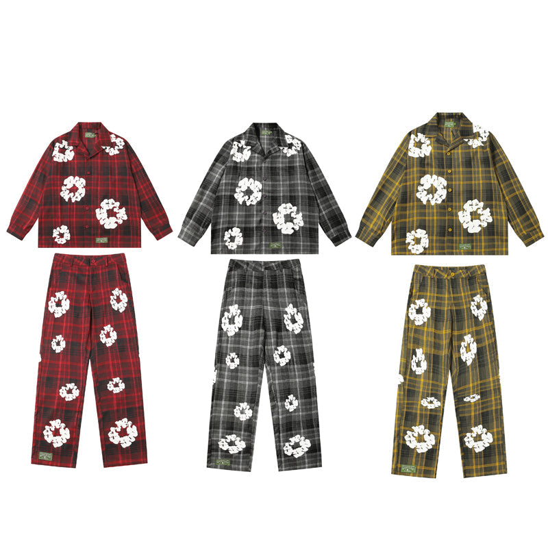 Denim Tears Long-Sleeved Shirt & Suit Pants 2 Piece Set Kapok Plaid