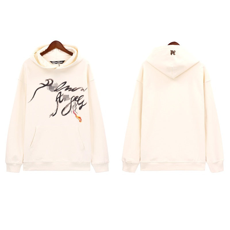 Palm Angels Hoodie Smoke Letter Flame Print Hooded Sweater
