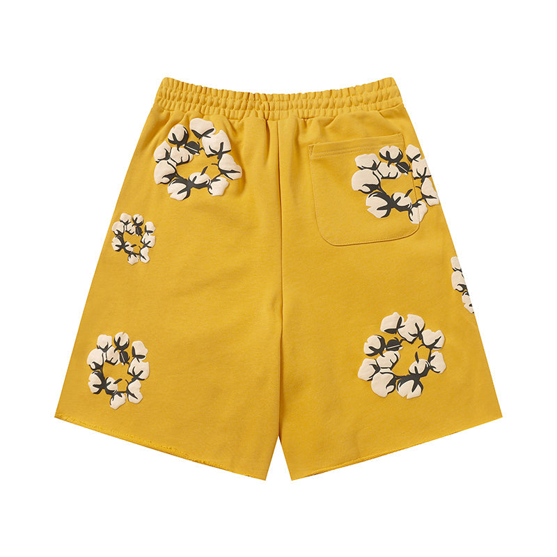 Denim Tears Shorts Yellow floral cotton