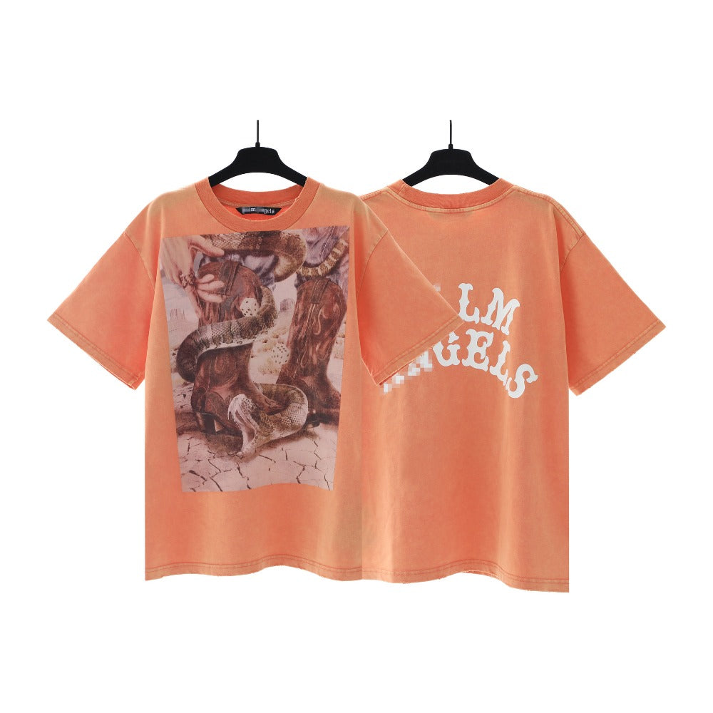 Palm Angels T-shirt Dice and Snake Print Short Sleeve T-shirt