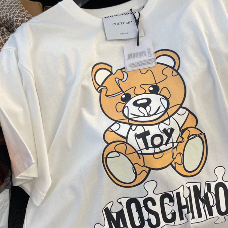Moschino T-shirt Bear Pattern T-shirt Short Sleeve Couple Style