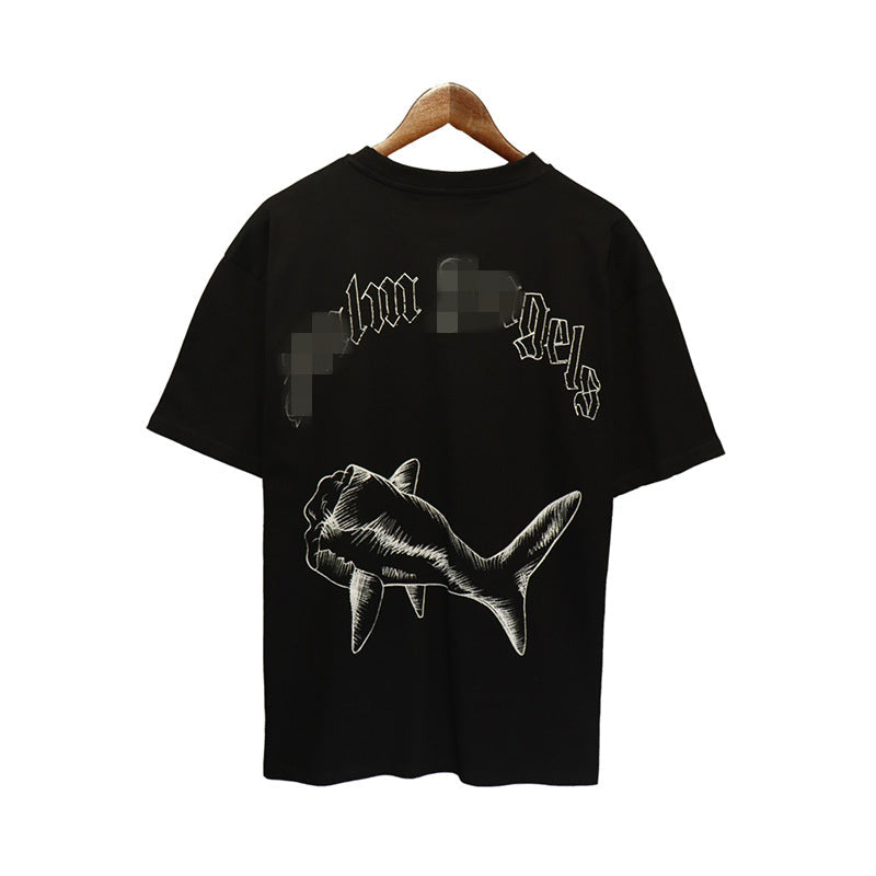 Palm Angels T-shirt Sketch Break Shark Alphabet Short Sleeve T-shirt
