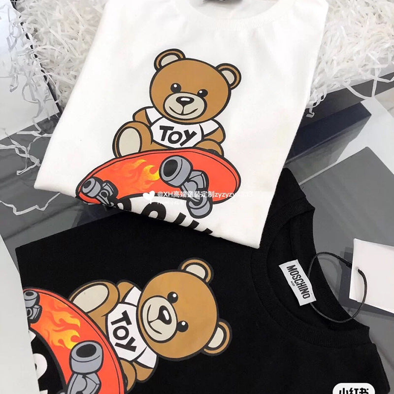 Moschino T-shirt Bear Pattern T-shirt Short Sleeve Couple Style
