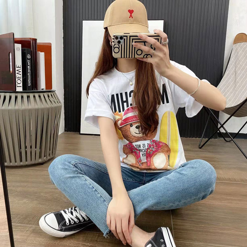 Moschino T-shirt T-shirt Round Neck Pullover Loose