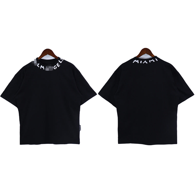 Palm Angels T-shirt Collar Letter Print Short Sleeve T-shirt