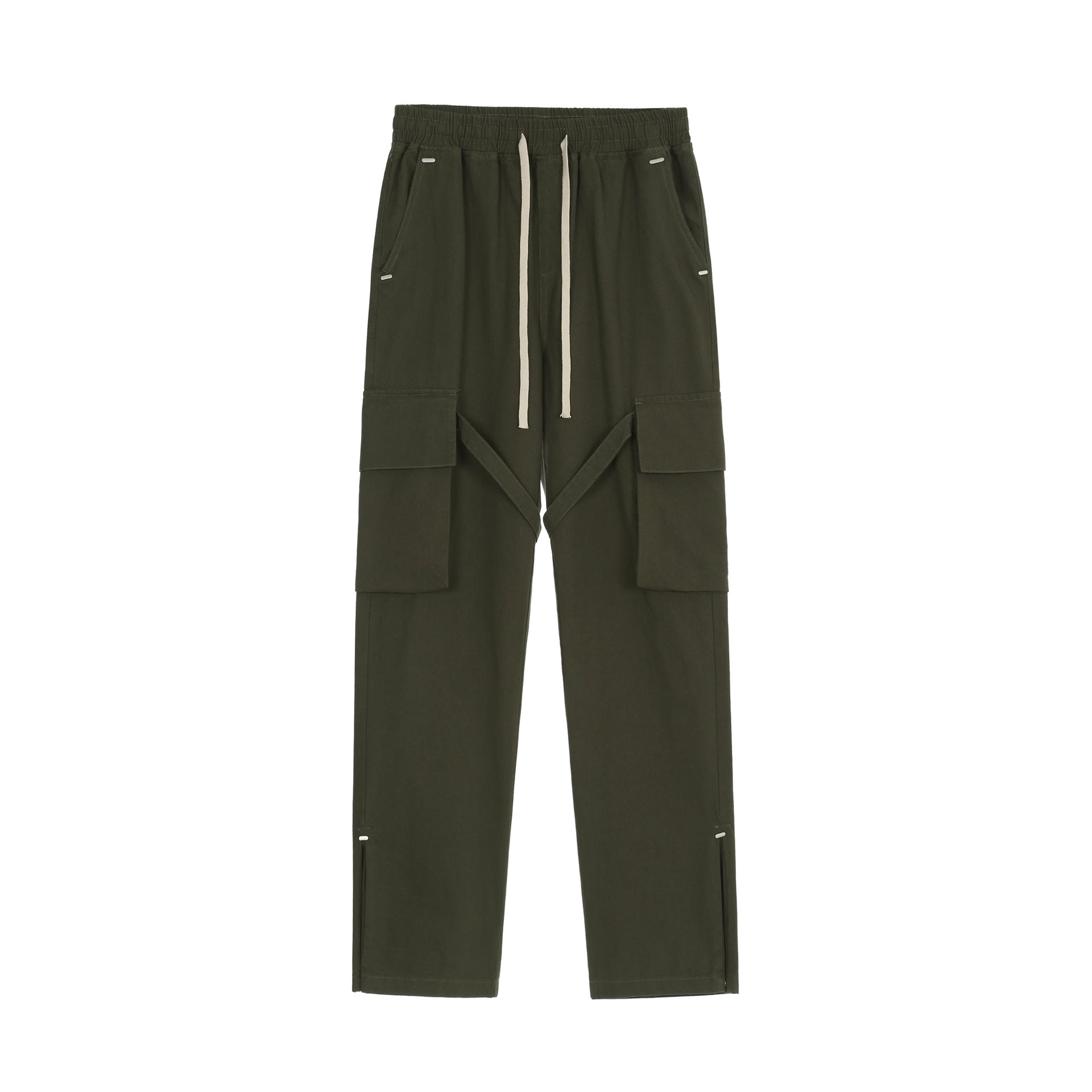 Askyurself Pant Loose Casual Straight-Leg Drawstring Overalls Trousers
