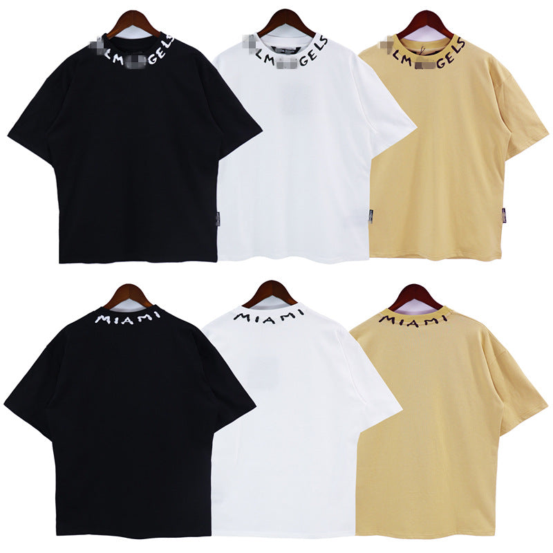 Palm Angels T-shirt Collar Letter Print Short Sleeve T-shirt