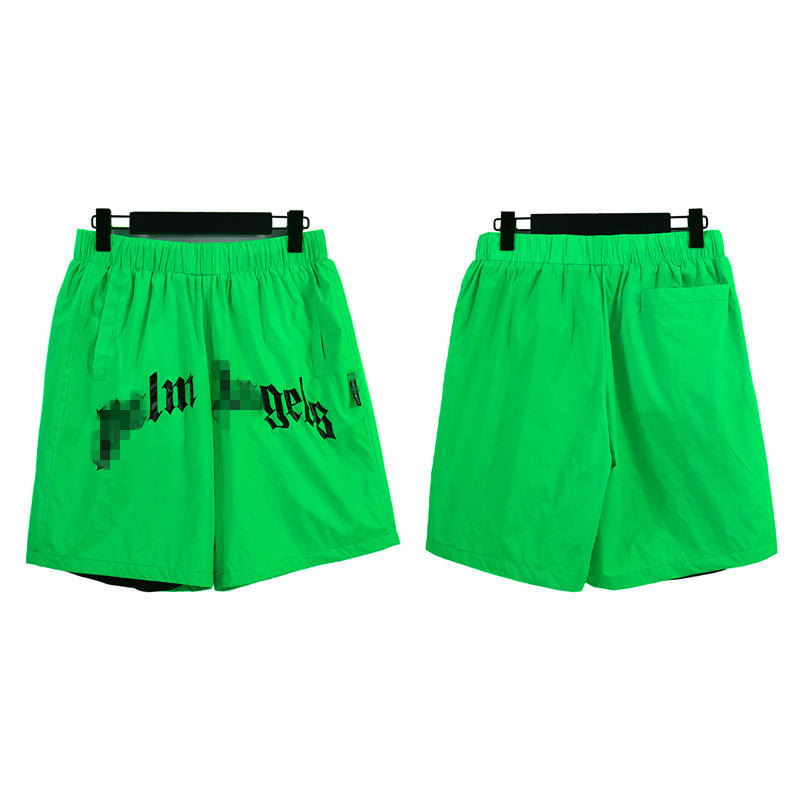 Palm Angle Shorts Palm Angels Letter Logo Casual Beach Shorts Men's and Women's High Street Sports Shorts