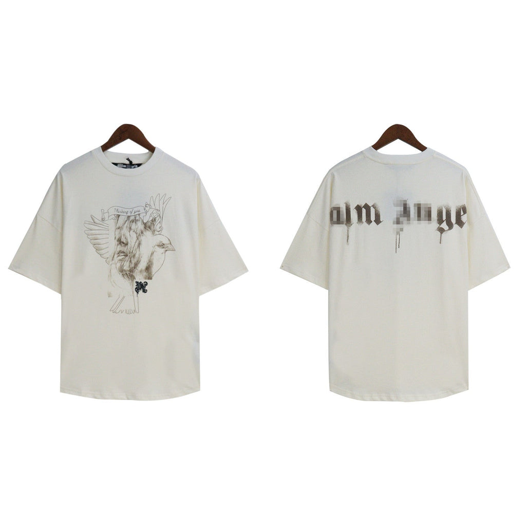 Palm Angels T-shirt Pigeon Flow Lacquer Letter Foam Short Sleeve T-shirt