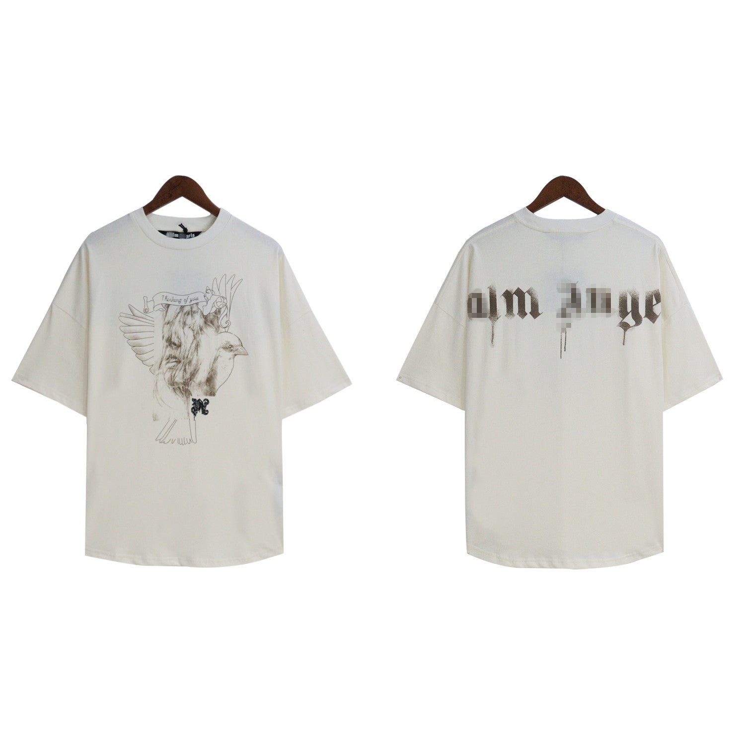 Palm Angels T-shirt Pigeon Flow Lacquer Letter Foam Short Sleeve T-shirt