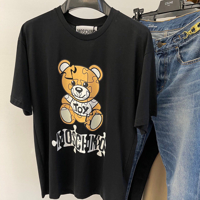 Moschino T-shirt Bear Pattern T-shirt Short Sleeve Couple Style