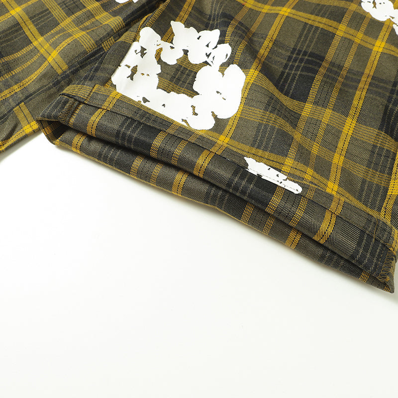 Denim Tears Shirt & Shorts 2 Piece Set Kapok Plaid Short Sleeve