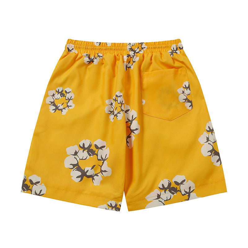 Denim Tears Shorts Yellow flower woven