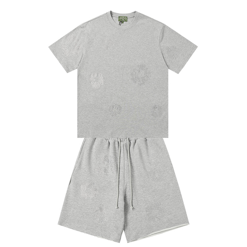 Denim Tears T-shirt & Shorts 2 Piece Set Rhinestones