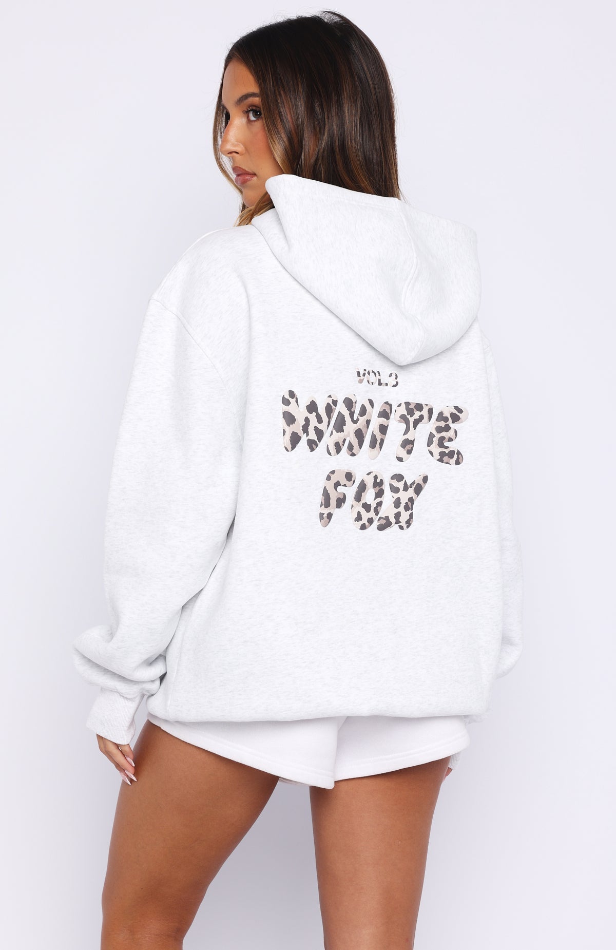 Offstage Printed Oversized Hoodie Grey Marle/Leopard